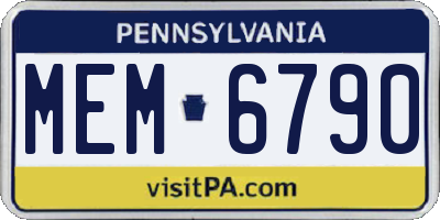 PA license plate MEM6790