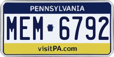 PA license plate MEM6792