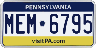 PA license plate MEM6795