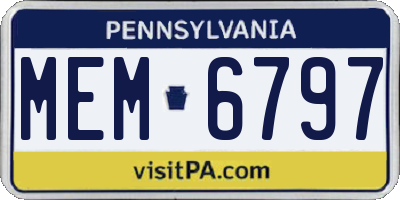 PA license plate MEM6797