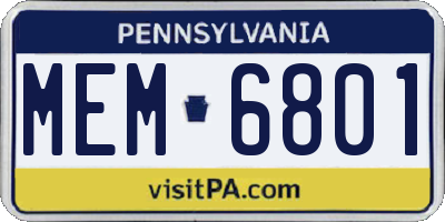 PA license plate MEM6801