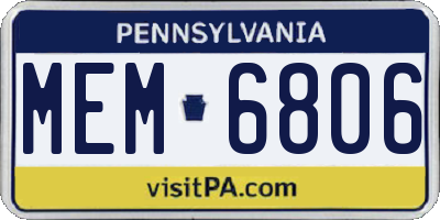 PA license plate MEM6806
