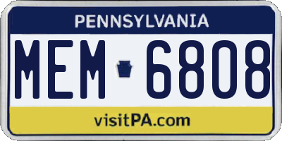 PA license plate MEM6808