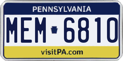 PA license plate MEM6810