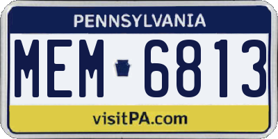 PA license plate MEM6813