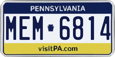 PA license plate MEM6814