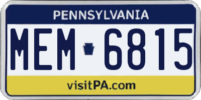 PA license plate MEM6815