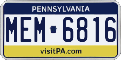 PA license plate MEM6816