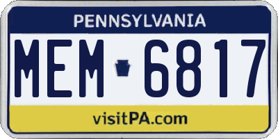 PA license plate MEM6817