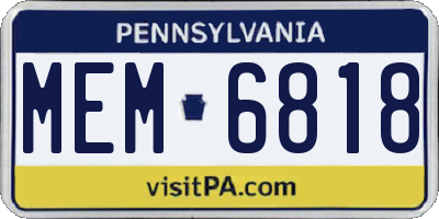 PA license plate MEM6818