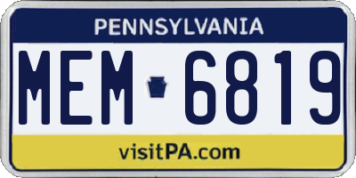 PA license plate MEM6819