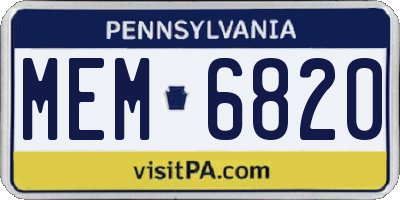 PA license plate MEM6820