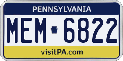 PA license plate MEM6822