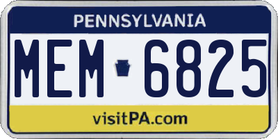 PA license plate MEM6825