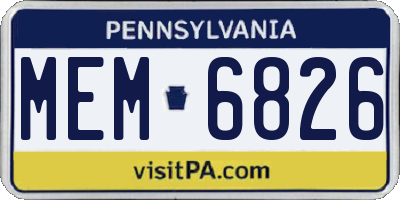 PA license plate MEM6826