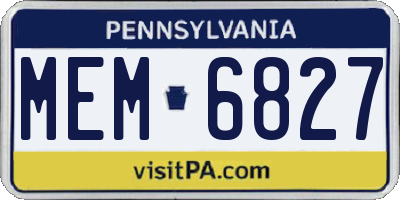 PA license plate MEM6827