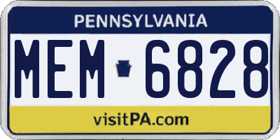 PA license plate MEM6828