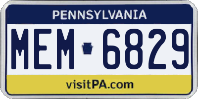 PA license plate MEM6829
