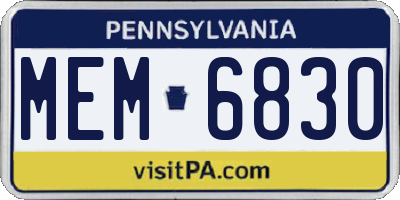 PA license plate MEM6830