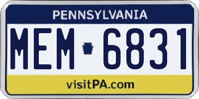 PA license plate MEM6831