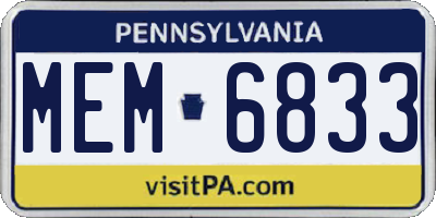 PA license plate MEM6833