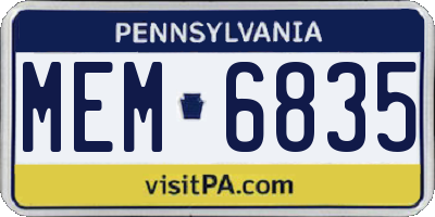 PA license plate MEM6835