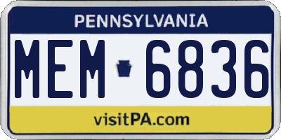 PA license plate MEM6836