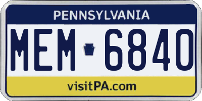 PA license plate MEM6840
