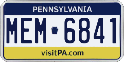 PA license plate MEM6841