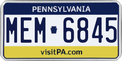 PA license plate MEM6845