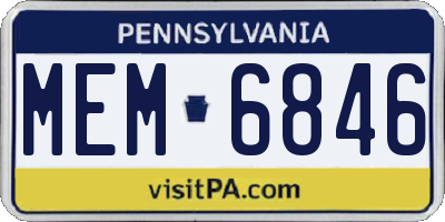 PA license plate MEM6846