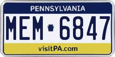 PA license plate MEM6847