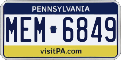 PA license plate MEM6849