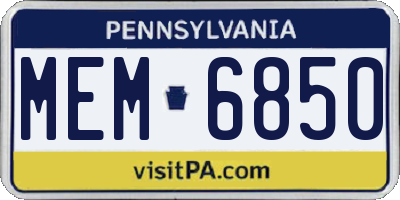 PA license plate MEM6850