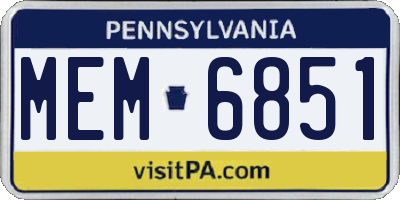 PA license plate MEM6851