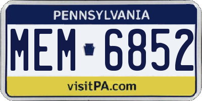 PA license plate MEM6852