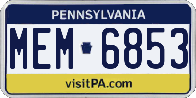 PA license plate MEM6853