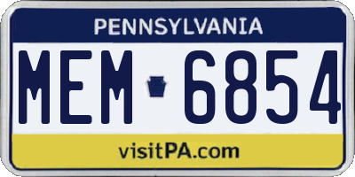 PA license plate MEM6854