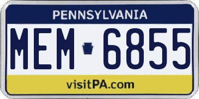 PA license plate MEM6855
