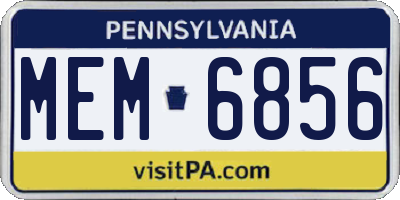 PA license plate MEM6856