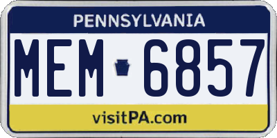 PA license plate MEM6857