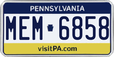 PA license plate MEM6858