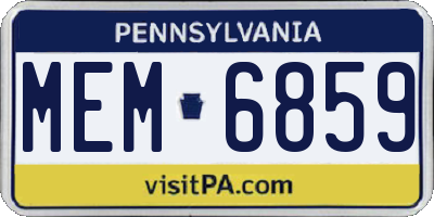 PA license plate MEM6859