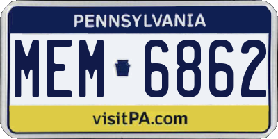 PA license plate MEM6862