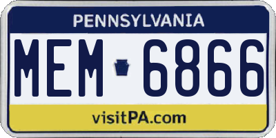 PA license plate MEM6866