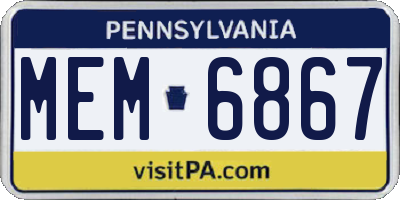 PA license plate MEM6867