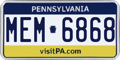 PA license plate MEM6868