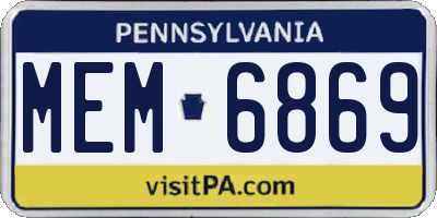 PA license plate MEM6869