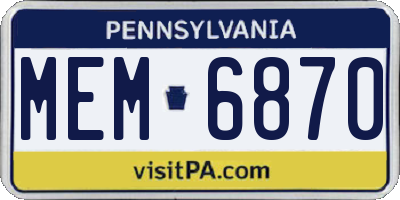 PA license plate MEM6870