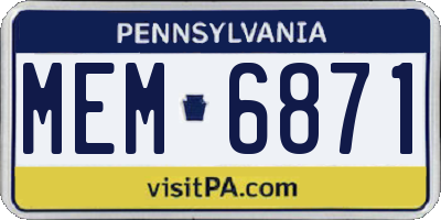 PA license plate MEM6871